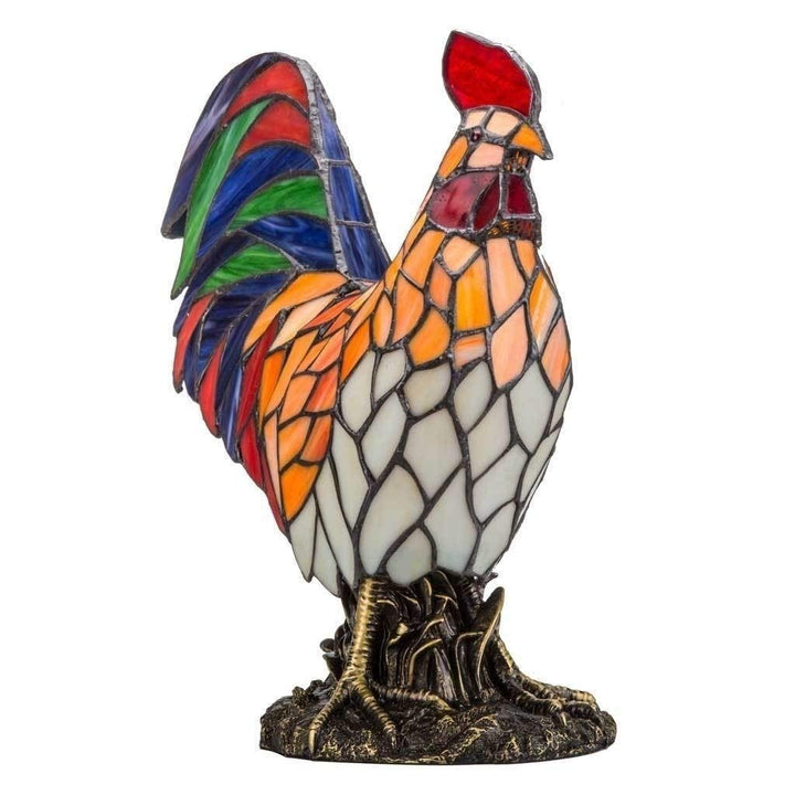 Multicolor Resin 15.5-inch Rooster Stained Glass Accent Lamp - 12.5" l X 7.0"