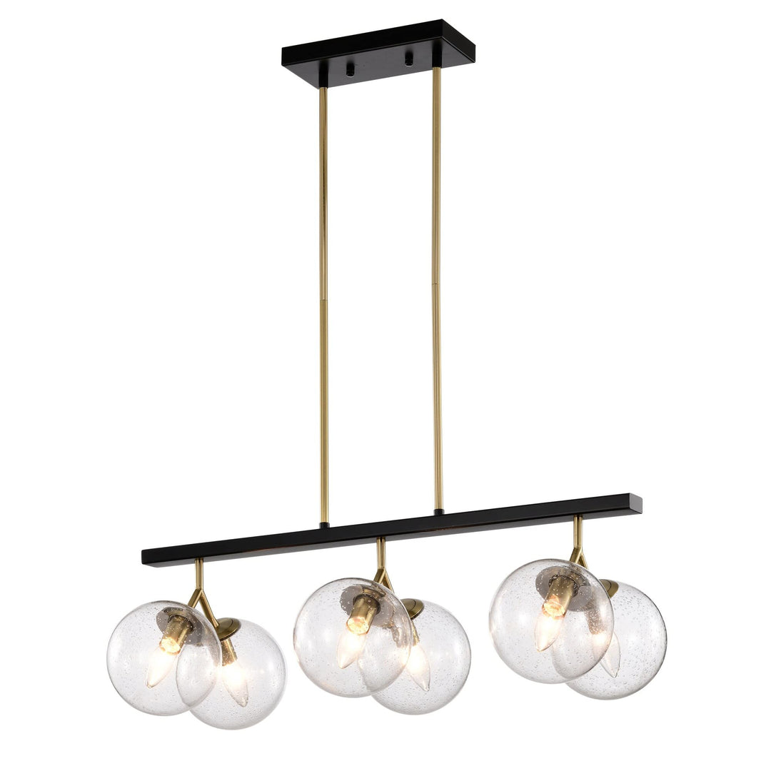 28 Inch Orb Glass Kitchen Island Chandelier 6 Light Black Gold Modern