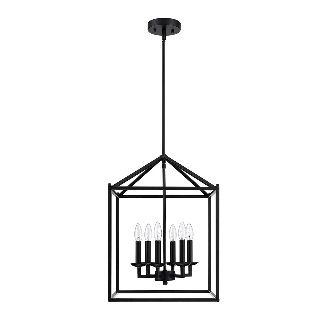 6-light With Black Finish And Steel Cage Shade Black Modern Contemporary Metal