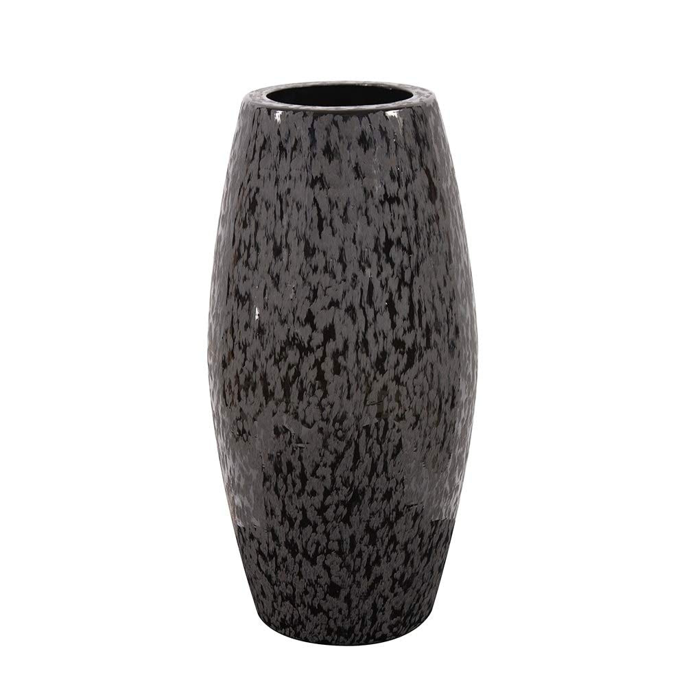 Chiseled Texture Black Iron Cylinder Vase Large