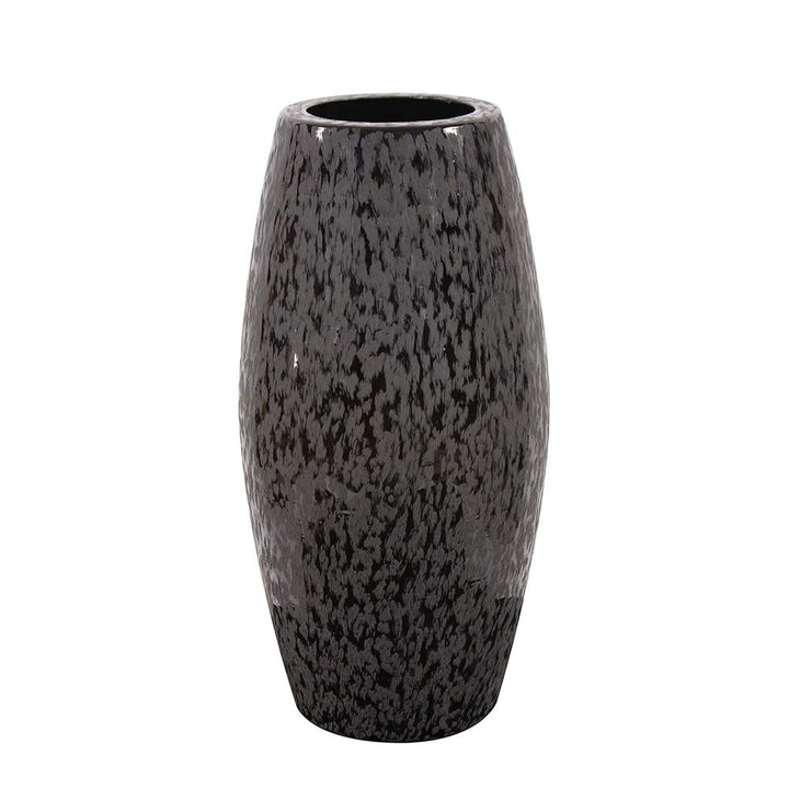 Chiseled Texture Black Iron Cylinder Vase Large