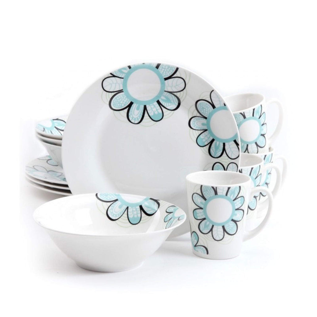 Lush Blossom' 12-Piece Dinnerware Set (Service for 4) Floral Casual Farmhouse