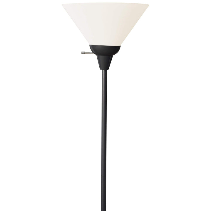 150 Watt Floor Lamp 72 Inches Tall with White Shade (Black) Black Modern