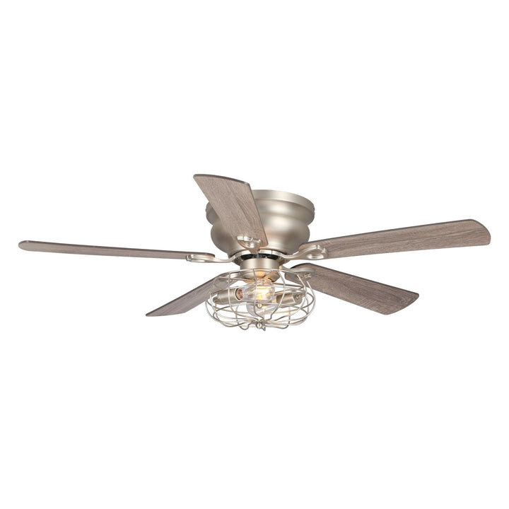 48" Wooden 5-blade Low Profile Ceiling Fan With Remote Silver Industrial - Diamond Home USA