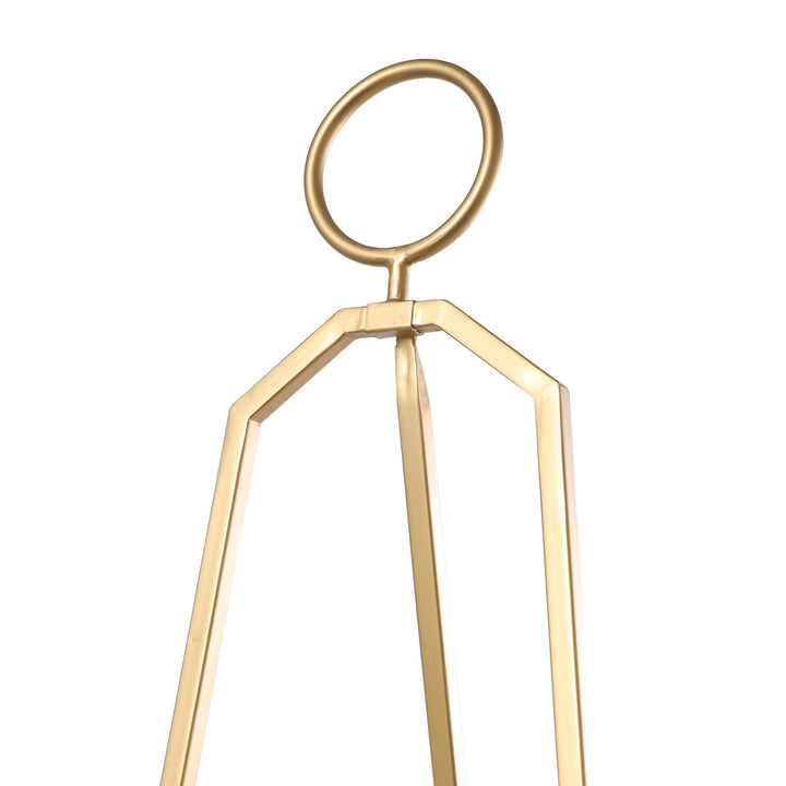 Gold Metal Tall Adjustable Minimalistic Easel with Circular Ring Top Glam Iron