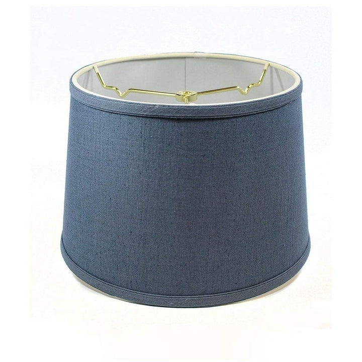 Hardback Shallow Drum Lamp Shade 10x12x8 Textured Slate Blue Modern Contemporary