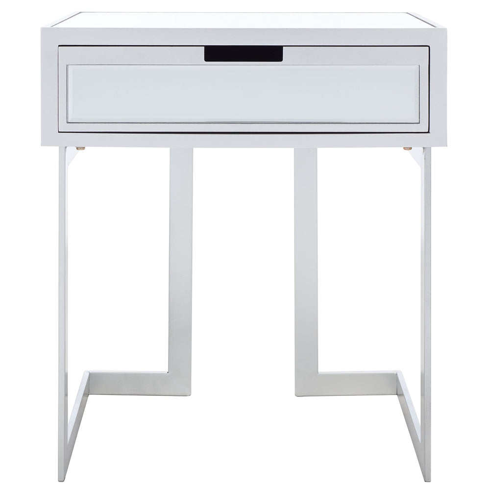 1 Drawer Mirrored Accent Table 23" W X 16" D 26" H Silver Glam ron Wood Matte - Diamond Home USA