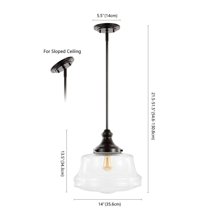 JONATHAN Y JYL7585A Schoolhouse 14" 1-Light Bohemian Farmhouse Iron/Glass LED