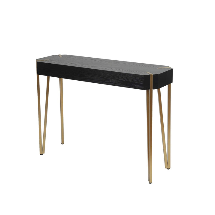 Wood and etal Console Entryway Table Black Gold odern Contemporary Rectangle