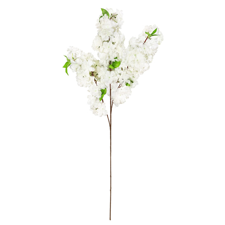 Set of 3 Cream White Artificial Triple Bloom Cherry Blossom Flower Stem Spray