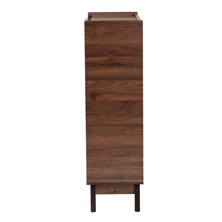 Mid-Century Modern Walnut Brown Finished Wood Shoe Cabinet MDF Backed