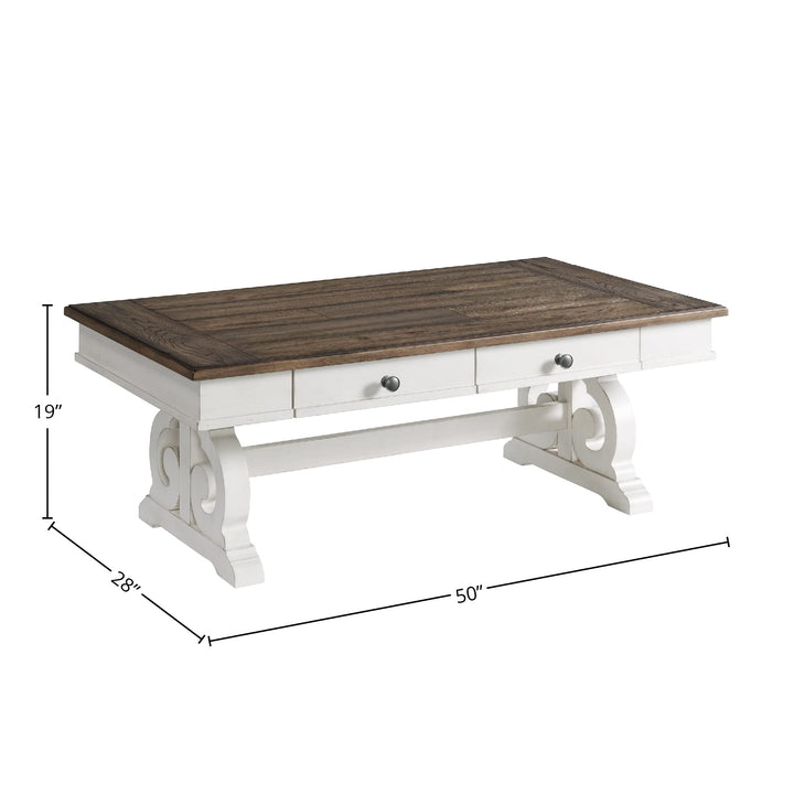 Intercon Drake Rustic White & French Oak Coffee Tables