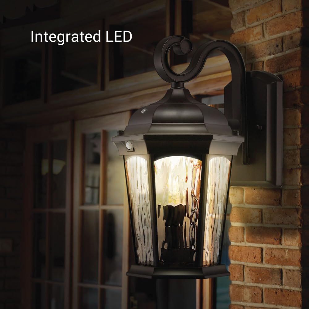 Euri Lighting EFL-130W-MD Flickering Flame Porch Light Water Glass with