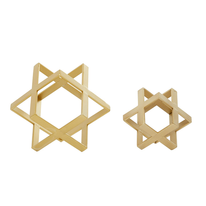 Gold Iron Glam Sculpture Geometric (Set of 2) 7 X Brass Finish