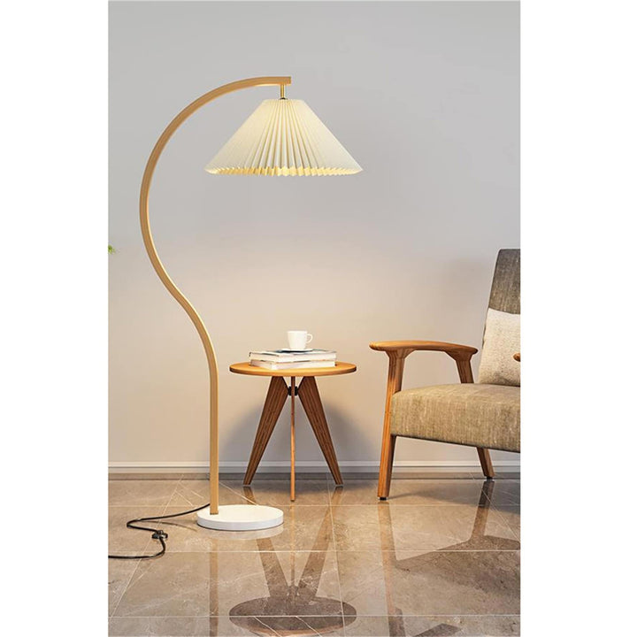 59.8 Inches Arched Floor Lamp for Bedrooms and Living Rooms Beige Modern White