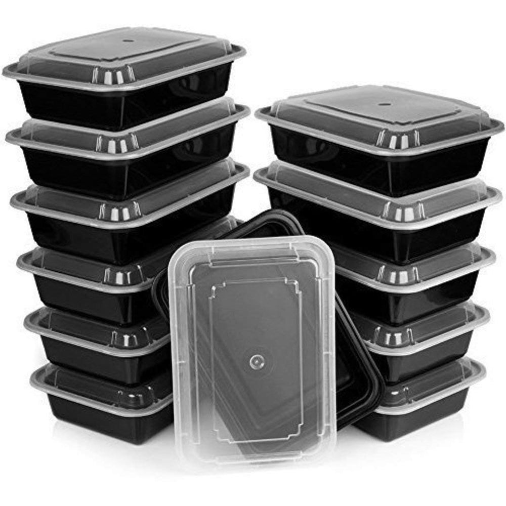 12 Pieces Black Food Containers with Lids Set (2" x 9" x 5") Best For Parties - Diamond Home USA