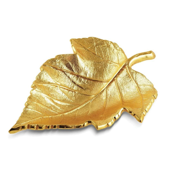 Small Gold-Tone Maple Leaf Tray Gold Traditional Stainless Steel Finish