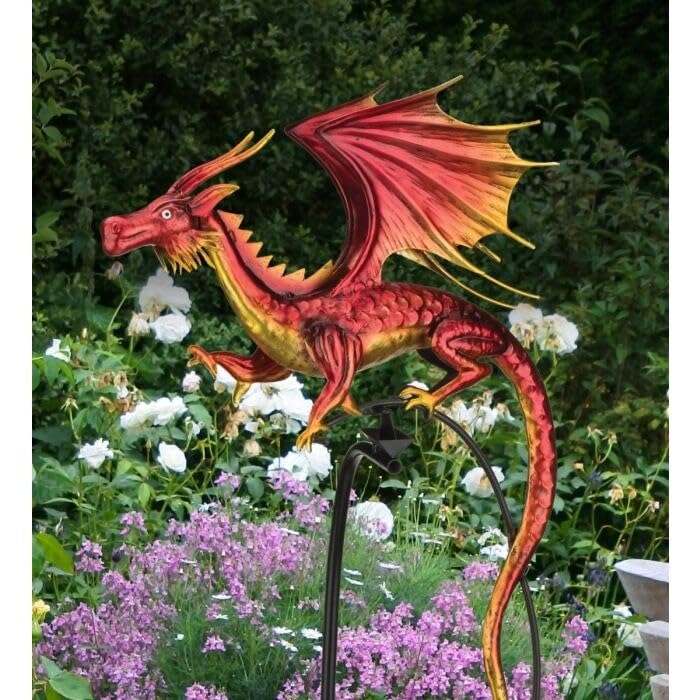 Dragon Rocker Stake Red Metal