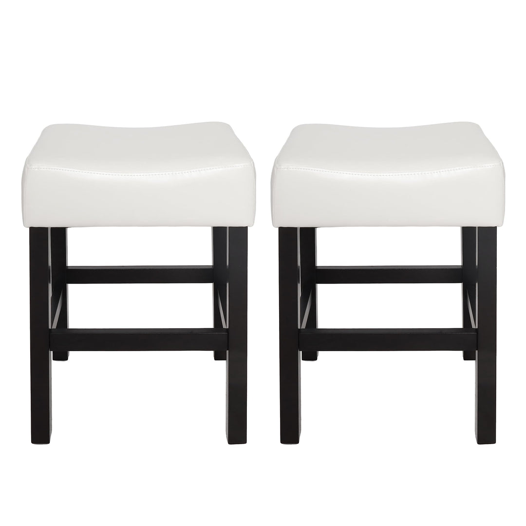 Christopher Knight Home Lopez Backless Leather Counter Stools 2-Pcs Set Ivory