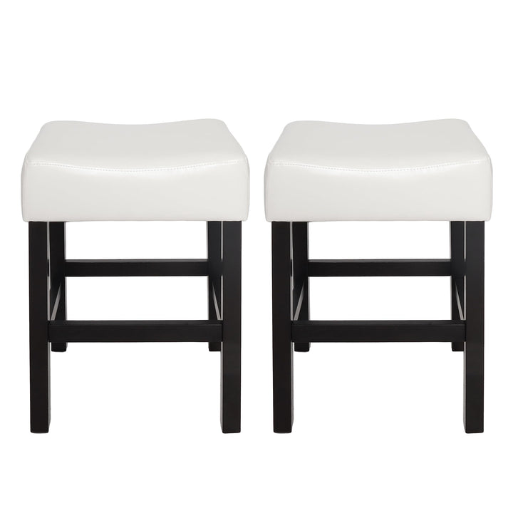 Christopher Knight Home Lopez Backless Leather Counter Stools 2-Pcs Set Ivory