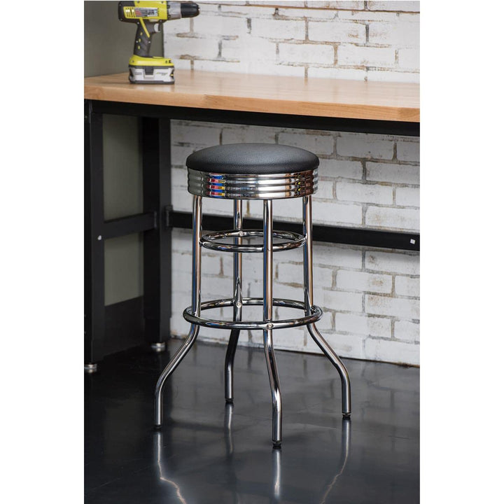 Trinity Chrome Swivel Barstool 29-Inch Black