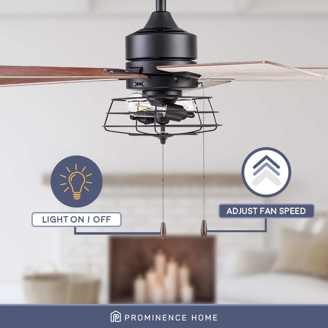 Prominence Home Marshall 52 Inch Industrial Style LED Ceiling Fan with Light