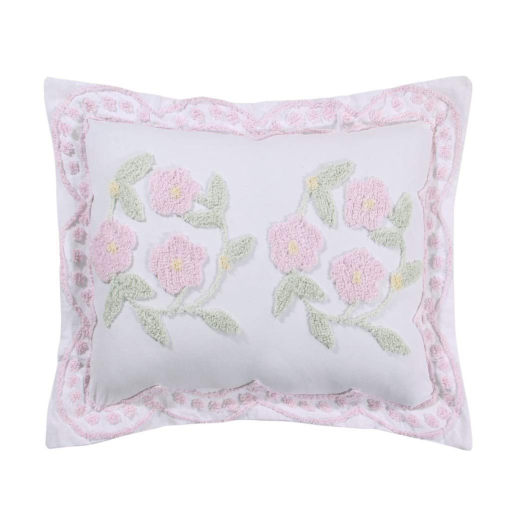 1 Piece Chenille Standard Pillow Sham Floral Pattern Pillow Case Shabby