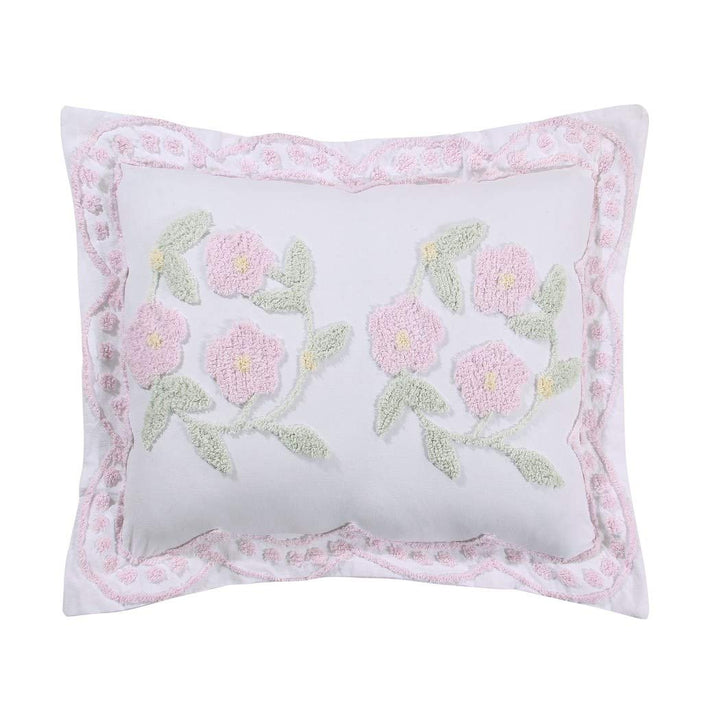 1 Piece Chenille Standard Pillow Sham Floral Pattern Pillow Case Shabby