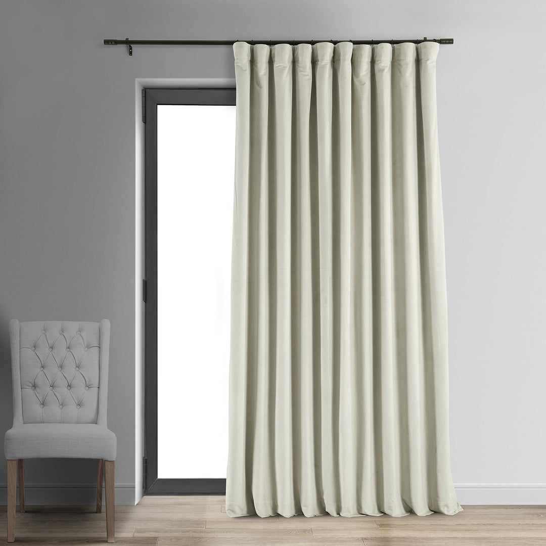 HPD Half Price Drapes Signature Velvet Thermal Blackout Curtains for Living Room 100 x 84 - Off White