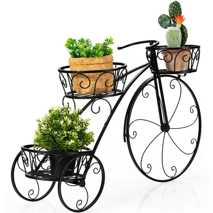 Tricycle Iron Planter Stand 3 Potted Metal icycle Shape Plant Flower Pot Rack