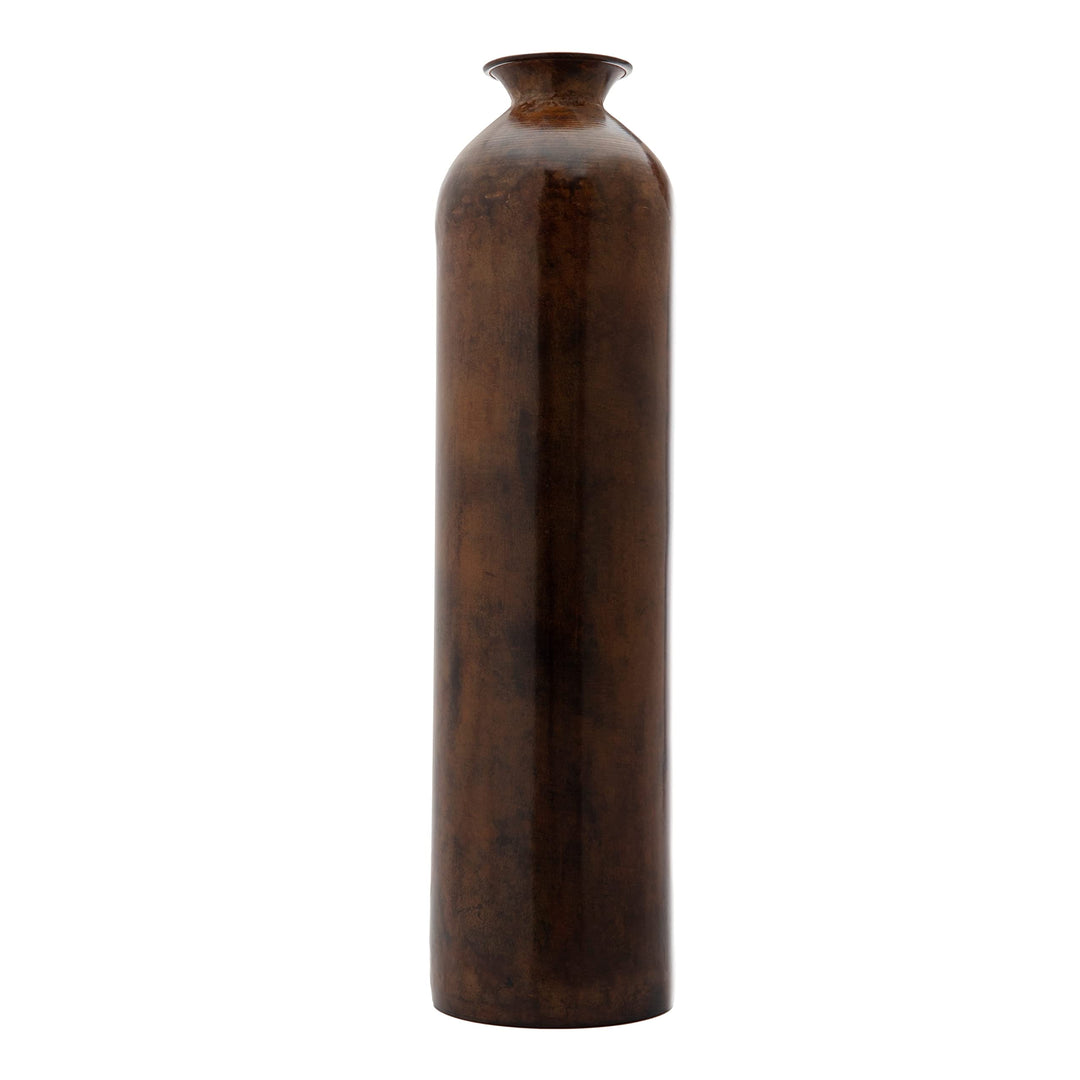 Stone Bronze Finish Bottle Vase 5x5x19.5 Brown Brass