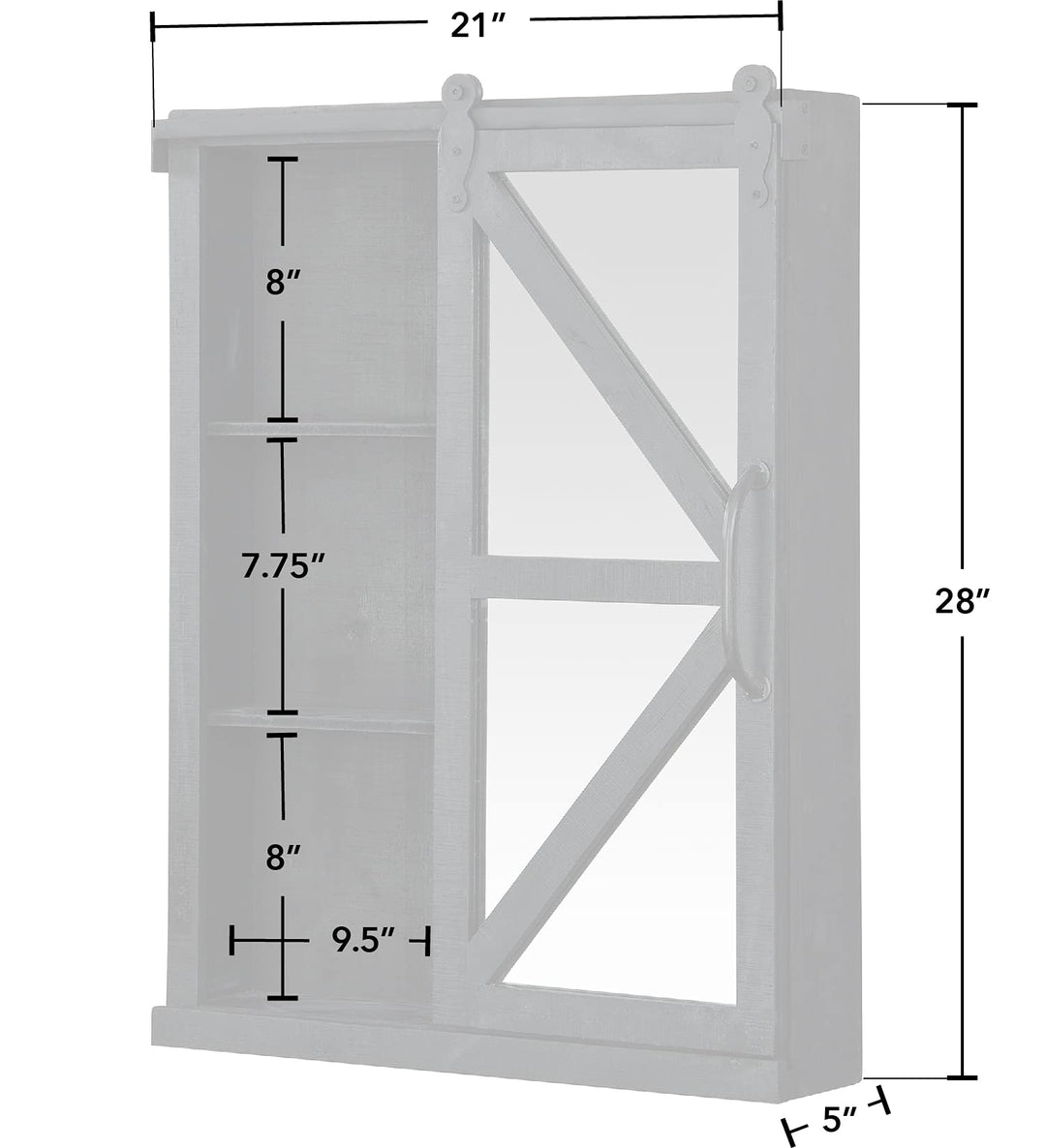 FirsTime & Co. Winona Barn Door Mirrored Cabinet Storage with Shelves