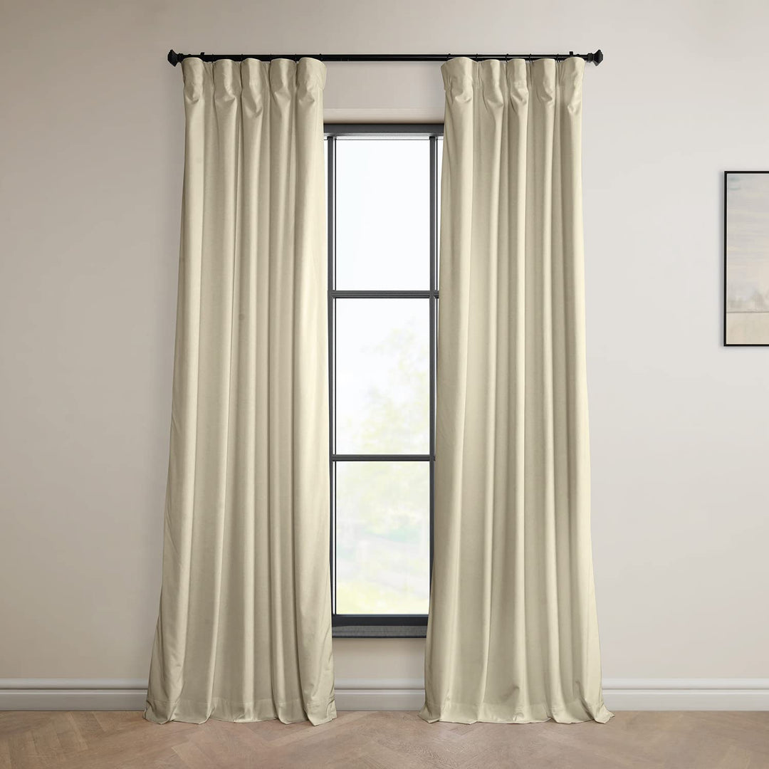 HPD HALF PRICE DRAPES Signature Plush Velvet Blackout Curtains for Bedroom (1 50 X 96 - Angora Beige