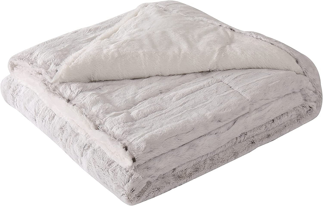 Christian Siriano - Luxurious Snow Leopard Fur Filled Neutral Throw (60" x