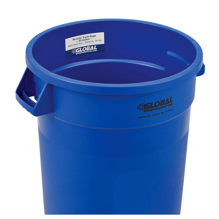 Global Industrial 20 Gallon Plastic Trash Container Garbage Can - Blue