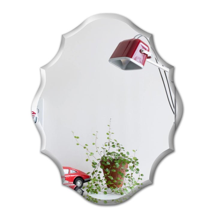 Emma Shaped Frameless Beveled Mirror with Solid Core Wood Backing (22X28) Silver(22*28)