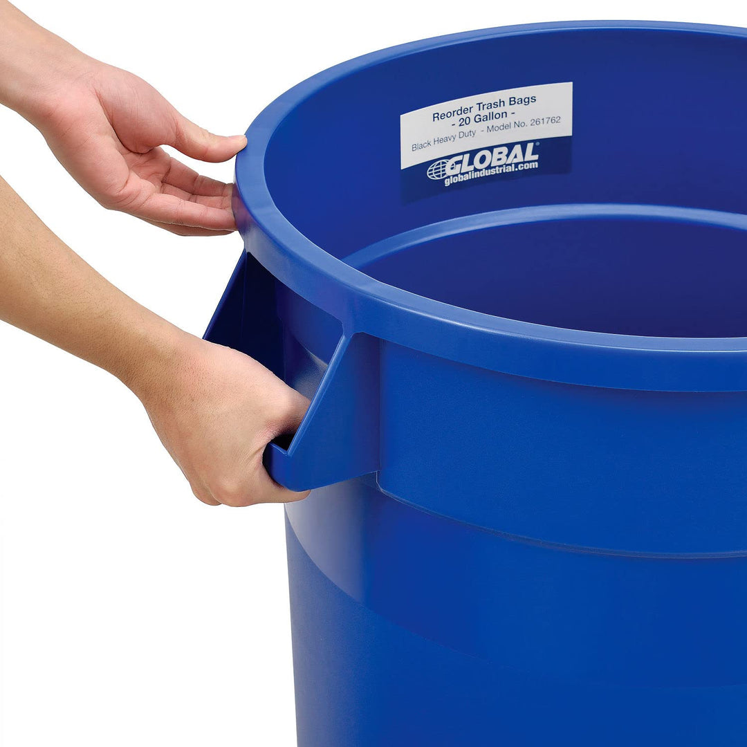 Global Industrial 20 Gallon Plastic Trash Container Garbage Can - Blue