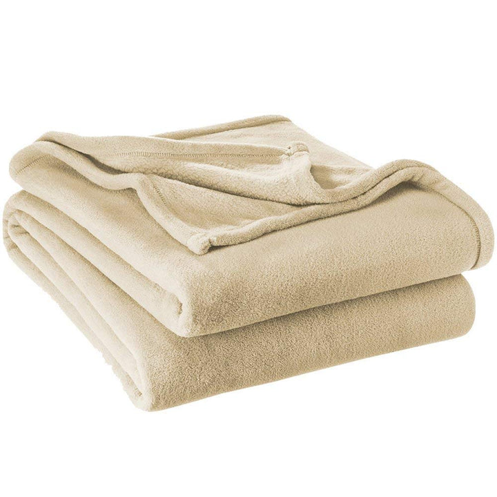 Luxury Beige Solid Color Microplush Blanket King/Cal King Size Fleece Throw Sofa King - Oyster