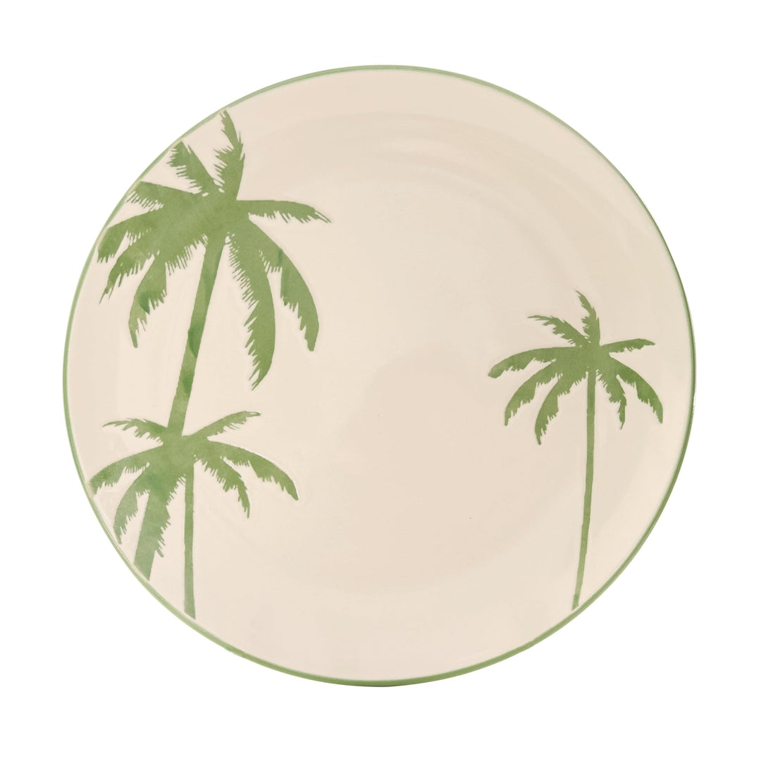 Palm Tree 16pc Dinnerware Set Multi Color Coastal Casual Round Ceramic 16