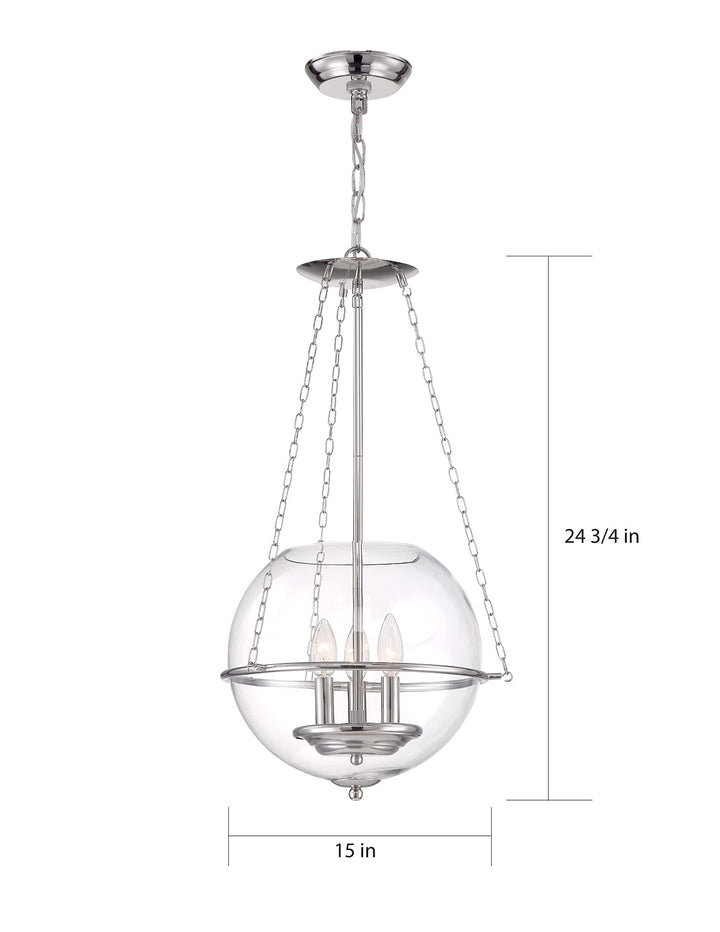 Nuvo 60/6952 Odyssey Pendant Fixture Polished Nickel with Clear Glass 3 Light