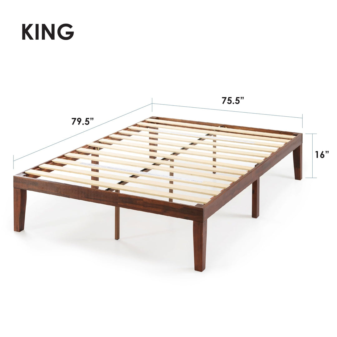 Crown Comfort 16 Inch Classic Solid Wood Platform Bed Frame in Multiple Finishes