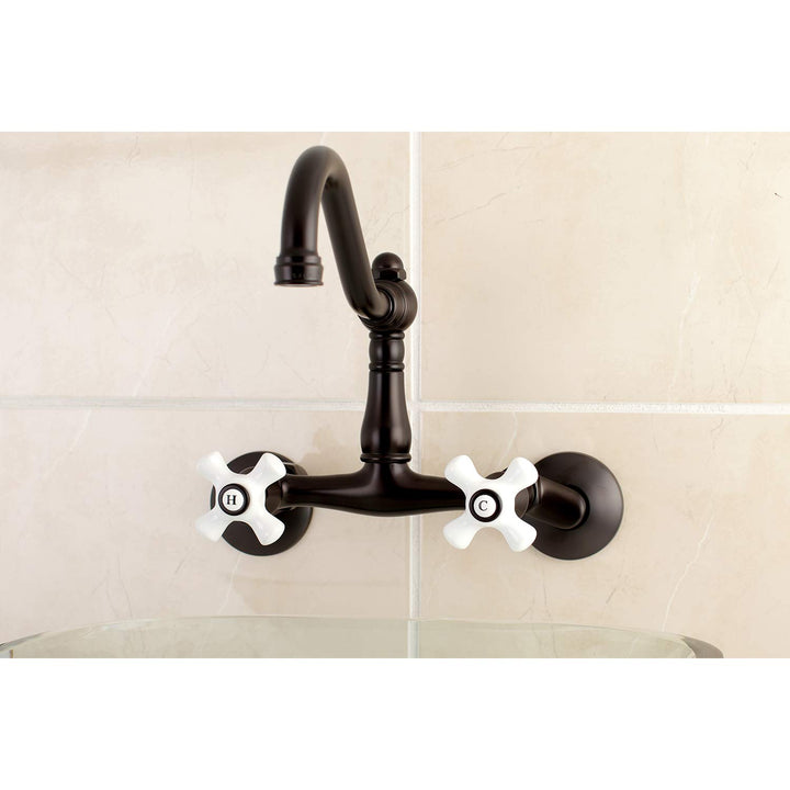 Kingston Brass Vintage 6 in. Adjustable Center Wall Mount Kitchen Faucet