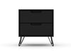 Manhattan Comfort Rockefeller Mid-Century Modern 2 Drawer Bedroom Nightstand . Black