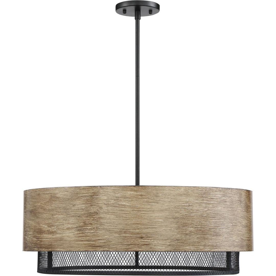 Nuvo 60/6980 Barrique Pendant Fixture Black with Honey Wood Finish 5 Light