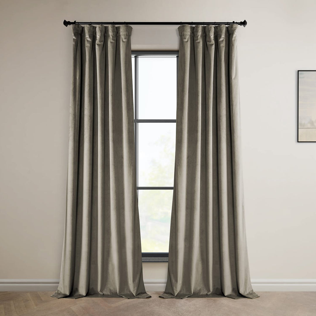 HPD Half Price Drapes Heritage Plush Velvet Curtains 96 Inches Long Room 50 X 96 - Gallery Taupe