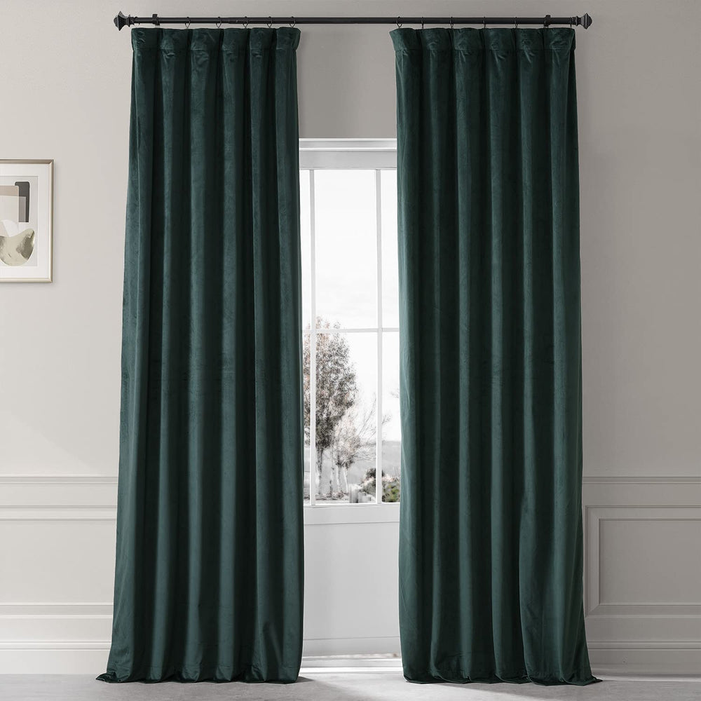 HPD HALF PRICE DRAPES Signature Plush Velvet Blackout Curtains for Bedroom (1 50 X 96 - Spirit Green