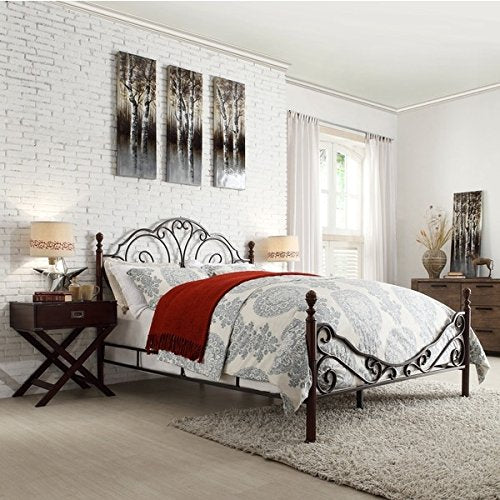 LeAnn Graceful Scroll Bronze Iron Bed Frame (King)