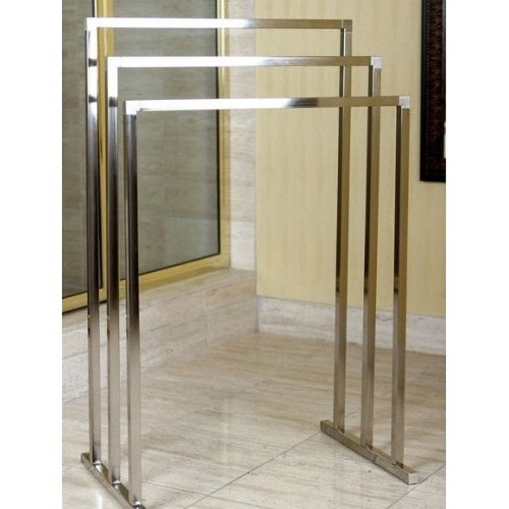 Pedestal Satin Nickel 3-tier Iron Towel Rack Clothing and Towels Hanger