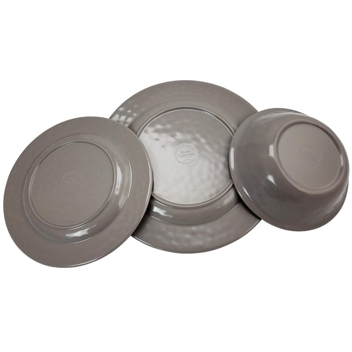 12 Piece Dinnerware Set in Grey Look Decal Solid Casual Round Medium - Diamond Home USA