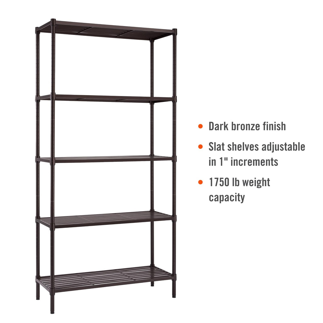 TRINITY Slat Style 5-Tier Adjustable Shelving Metal Standing Shelf for